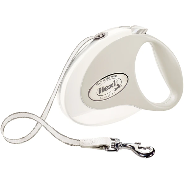 petshome flexi retractable leash style tape medium white 5m up to 25kg 2