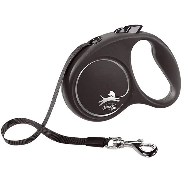 petshome flexi retractable leash style tape small black 5m up to 15kg 7