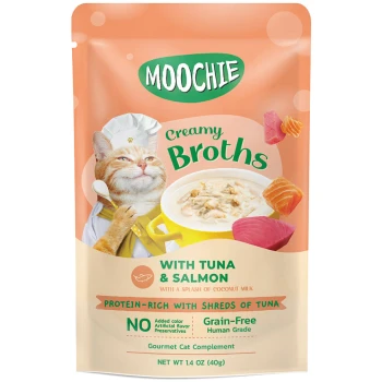 Moochie Cat Creamy Broths Tuna amp Salmon 40g