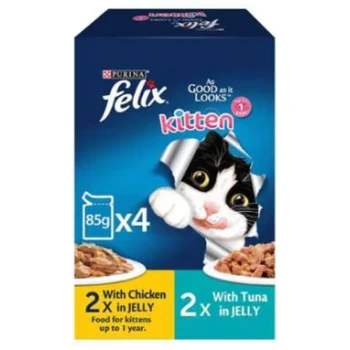 PURINA Felix Kitten Chicken  Tuna Wet Cat Food 4X85G