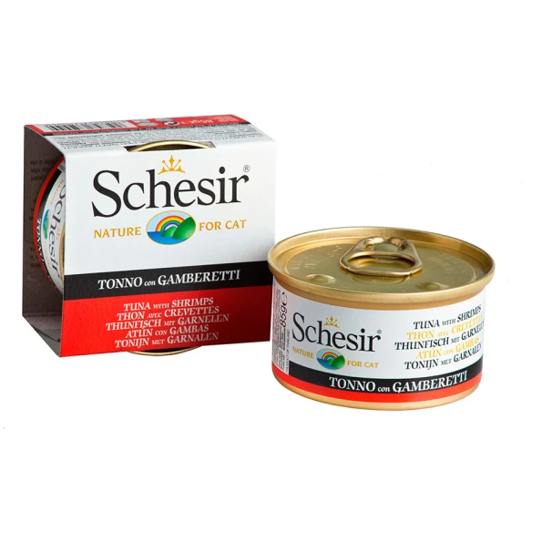 petshome schesir nature tuna with shrimps in jelly for cat 85g 2