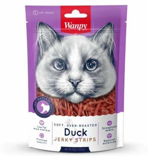 Wanpy Soft Duck Jerky Strips for Cats 80g 1 golosina-gato-wanpy-jerky-pollo-strips