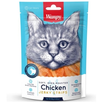 wanpy soft chicken jerky strips for cat 80 g