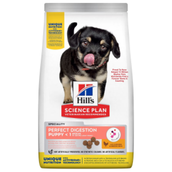 Hills Science Plan Perfect Digestion Dry Food with Chicken & Brown Rice for Medium Breed Puppies Up to 1 Year & 11-25kg 2.5 kg