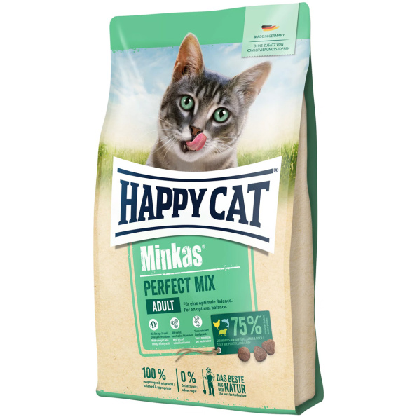 Happy Cat Minkas Perfect Mixed Dry Food with Chicken, Lamb & Fish for Adult Cats