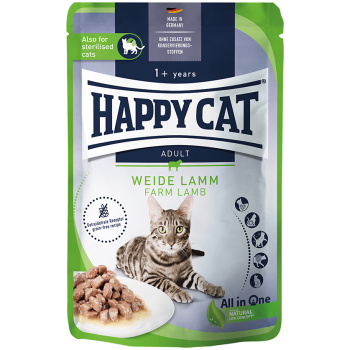 Happy Cat Wet Food with Farm Lamb for Sterilized Adult Cats 1 Years 85g