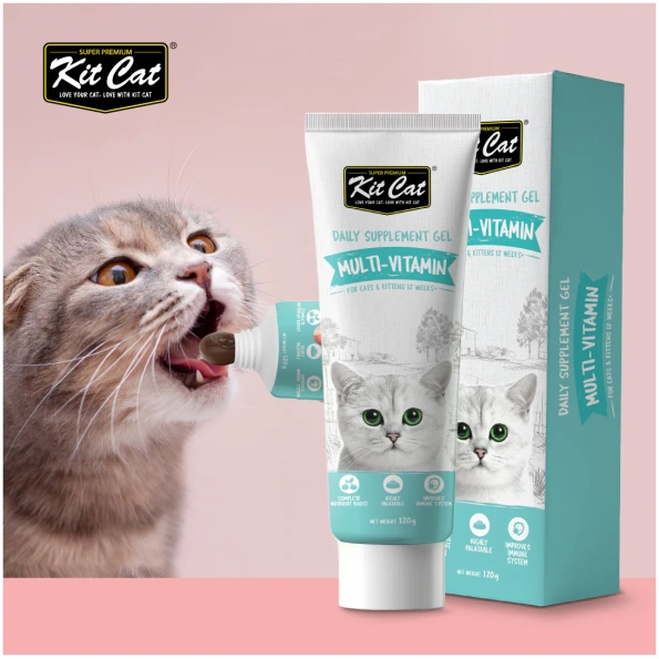 Kit Cat Multi-Vitamin Daily Supplement Gel for Cats & Kittens 12 weeks 120g