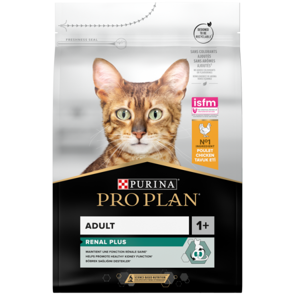 Purina Pro Plan Renal Original Dry Food with Chicken for Adult Cats (1+ Years, 3kg)