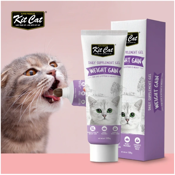 Kit Cat Daily Nutritional Supplement Gel For Cats & Kittens- Weight Gain 120g