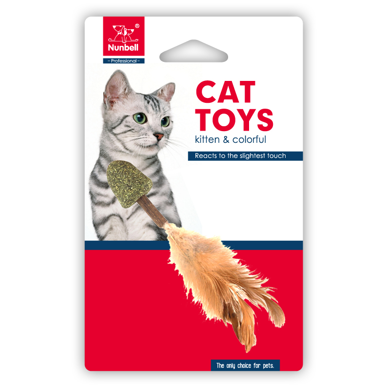 Catnip Stand Feather Ball - Double Suction 1PC