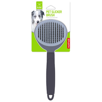 Nunbell Monochrome Handle Round Head Shedding Comb - Coarse Needle - Black