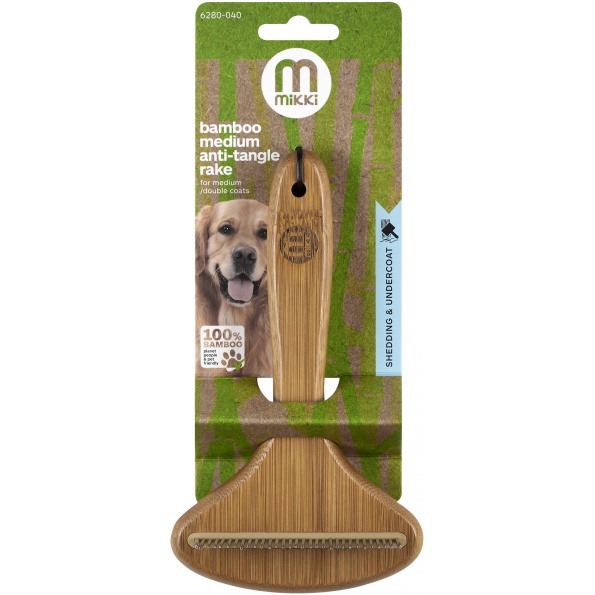Bamboo Rake Brush for Medium Haired Dogs