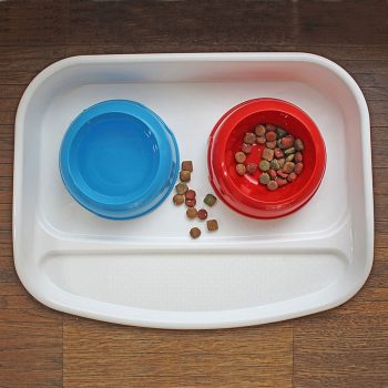 Ferplast Lindo Medium Blue & Red 2x300ml Dual Pet Bowl with Tray