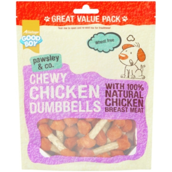 Good Boy Chewy Chicken Dumbbell Shaped Dog Treats