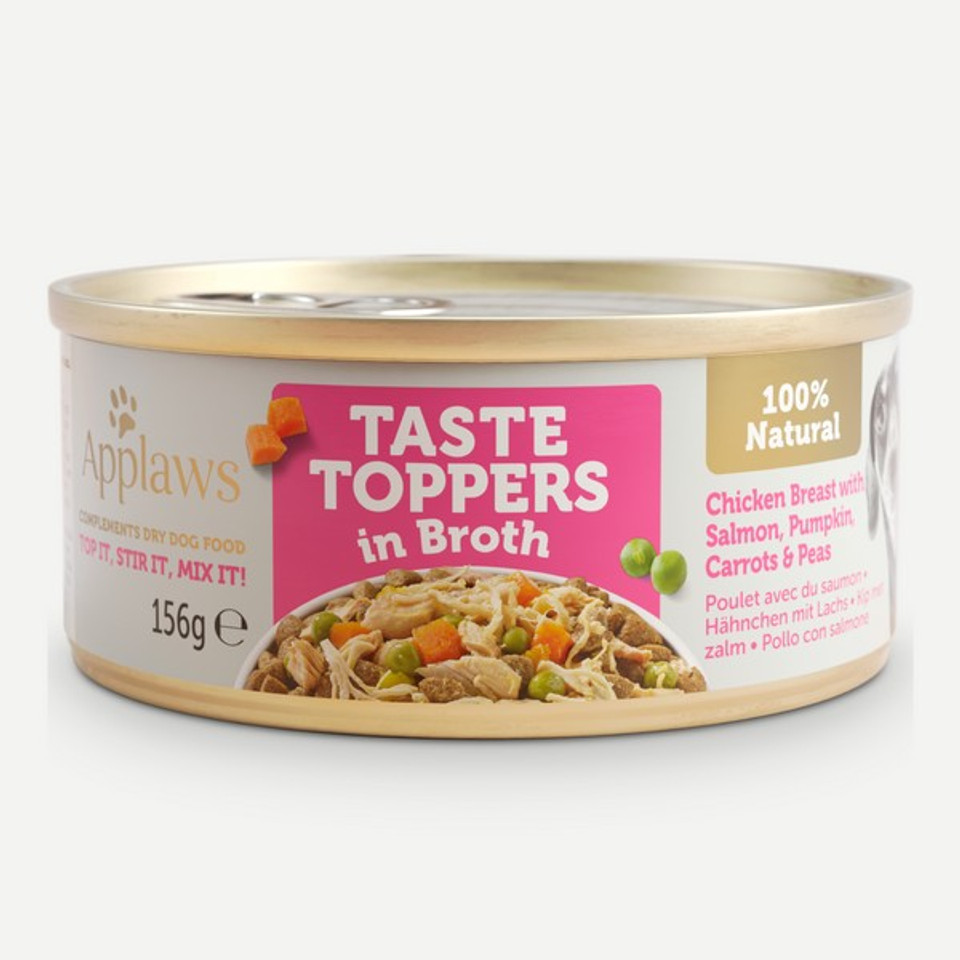 Applaws Taste Toppers Wet Dog Food with Chicken Breast, Salmon & Vegetables in Broth 156 gr