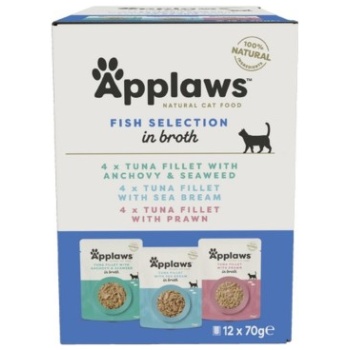 Applaws Cat Pouch Multi Pack Fish 12x70g
