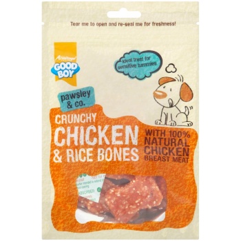 Good Boy Pawsley & Co. Crunchy Chicken & Rice Bone Dog Treats with 100% Natural Chicken Breast Meat 100 gr