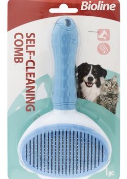 Bioline Medium Blue Self Cleaning Pet Grooming Comb