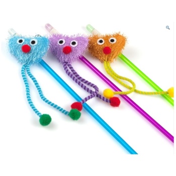 Nunbell Purple Wand Cat Teaser Toy with Feathers