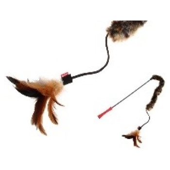 Catwand 'Feather Teaser' withnatural feather, plush tail and tpr handle