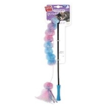 Catch n scratch Feather teaser wand with catnip and crinkle paper pink/blue
