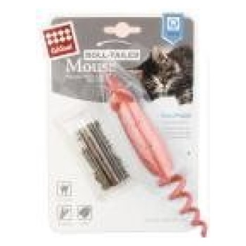 Roll-tailed Mouse' with changeable catnip bag, silvervine stick