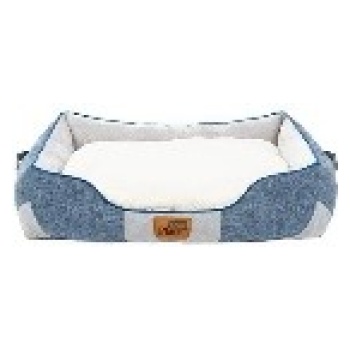 GiGwi Place Removable Dog Cushion For All Seasons，Faux linen and Sherpa Fleece， Blue/White，Square