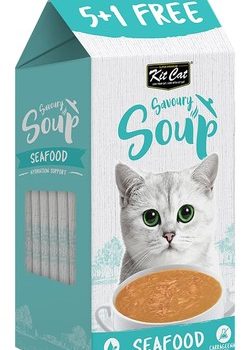 Kit Cat Savory Soup with Seafood for Cats (5+1 Free) - carrageenan free