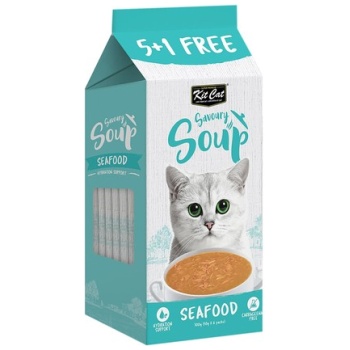 Kit Cat Savory Soup with Seafood for Cats (5+1 Free) - carrageenan free
