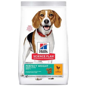 Hill's Science Plan Perfect Weight Dry Dog Food with Chicken for Medium Breed Adult Dogs (1+ Year & 11-25kg) 2 kg