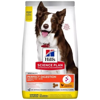 Hill's Science Plan Perfect Digestion Dry Food with Chicken & Brown Rice for Medium Breed Adult Dogs (11-25kg & 1+ Years) 2.5 kg