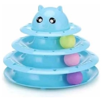 Nunbell Blue Turntable Track Tower Interactive Cat Toy with Balls