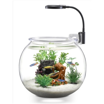 Spherical Plastic Fish Tank with filter and led clip lamp