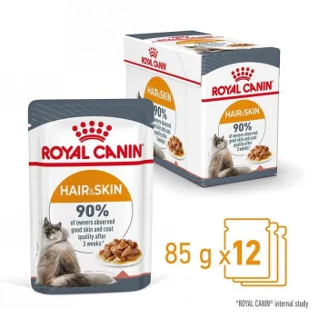 Royal Canin Hair & Skin Care Slices in Gravy Cat Food, (12*85g)